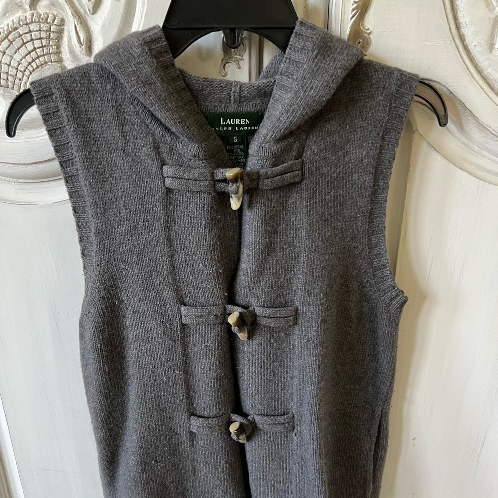 Ralph Lauren gray vest with hood. Size small